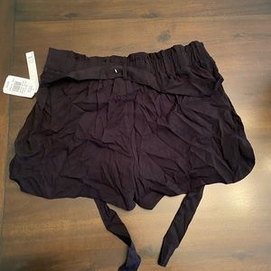 Girls black shorts with belt tie